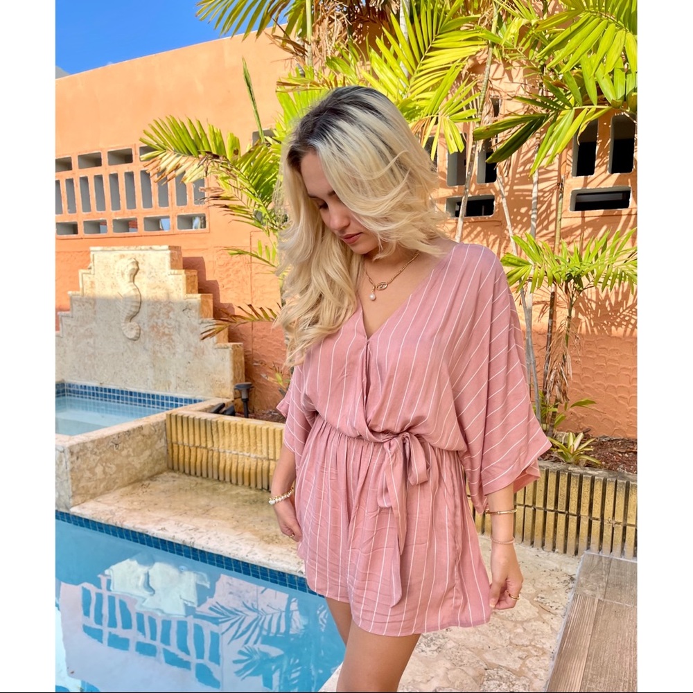 Dusty Rose Romper Kimono Sleeves
